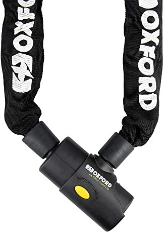 Oxford 1 2.0m Alarm 10 10mm Square Link General Purpose Chain Lock Motorcycle/Bicycle Security, Black