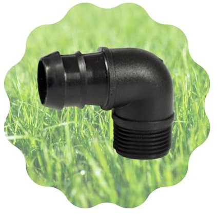 Raccordo a Gomito Connettore Angolare con Portagomma e Filetto 90° per Tubi in PE e Sistemi Irrigazione a Goccia, Nero - Orto Facile (1, 20 mm x 1/2)