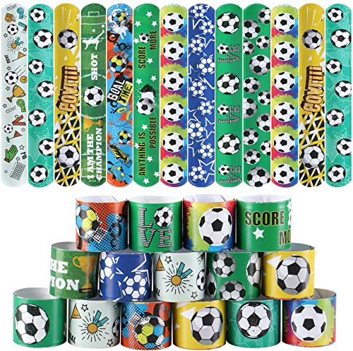 30 Piezas Pulsera Bofetada Niños Fútbol Relleno Piñatas de Cumpleaños Infantil Fútbol Pulseras Regalos Fiesta Detalle Cumpleaños Niños Pulsera Slap Futbol