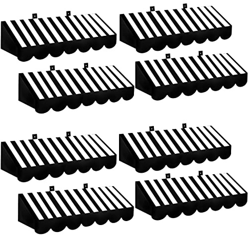 Tallew 8 Pcs 3D Circus Awning Wall Decoration Carnival Stripes Awning Circus Tent Carnival Theme Party Decor for Party Classroom Decorations(Black and White)