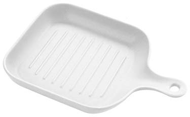 Teglia da forno quadrata in ceramica con manico singolo, teglia da forno a microonde opaca per la casa per risotto per forno (colore : Blanc)