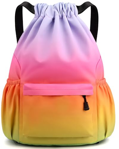 Tesmien Drawstring Bags,Waterproof Swimming Bags,Sports Backpacks-Colorful | Unisex Sports Backpacks for Kids Adult, Large Drawstring Sackpacks Bags for School Gym Sports Travel Swimming