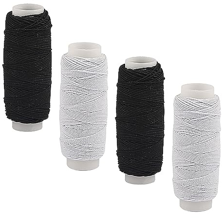 TAIANJI 4 st elastiskt resårband för elastisk tråd, elastisk tröja för svartvit symaskin för symaskin kostym smyckestillverkning (0,5 mm x 27 m)