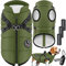 LOVPET® Hundejacke Hundemantel mit Geschirr, inkl. 45 Stück Kotbeutel + Spender, Hunde Winterweste gefüttert wasserdicht, Gepolsterte Weste Mit Brustgurt, Reflektoren, D-Ring XL, Khaki