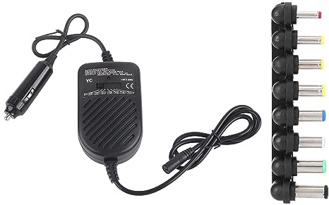 80W DC Billaddaradapter, Universal Billaddare för Bärbar Dator med Justerbar Utspänning, Power LED-skärm och 8 Utbytbara Tips för Bärbar Dator