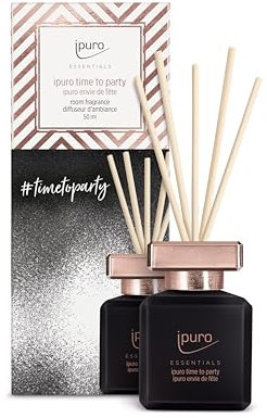 ipuro - Essentials Raumduft TIME to Party 50ml | Raumerfrischer mit Karamell, Grapefruit, Passionsfrucht, Birne, Pfirsich, Mango & Himbeere Duft | Diffuser mit Stäbchen | Lufterfrischer Wohnung