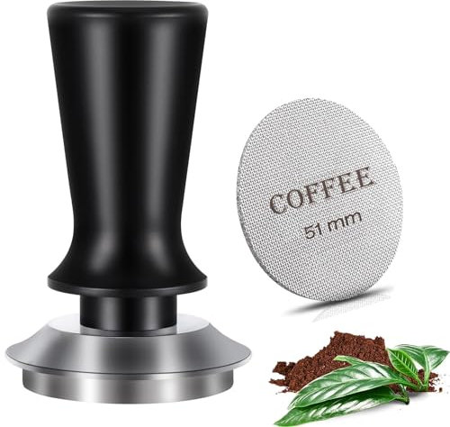 51mm Espresso Tamper and Espresso Puck Screen Set, Espresso Tamper with Calibrated Spring, Premium Barista Stainless Steel Coffee Tamper with Puck Screen, Espresso Handle Tamper for Espresso Machine