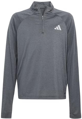 adidas Unisex Kids GOTO PZ 1/4 Zip Longsleeve TEE, Black/Grey Three/Reflective Silver, 11-12 Years