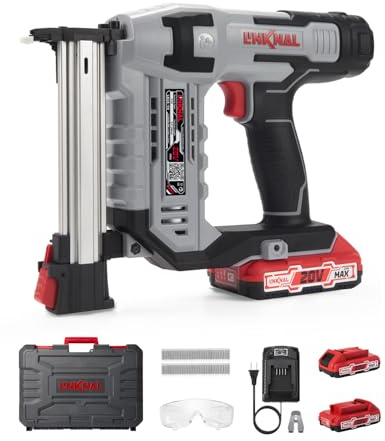 LINKNAL Cordless T Nailer Battery Powered, 14 Gauge 3/4'' (ST18) Electric Nail Gun, 2×Batteries, Charger and 200 Nails Included