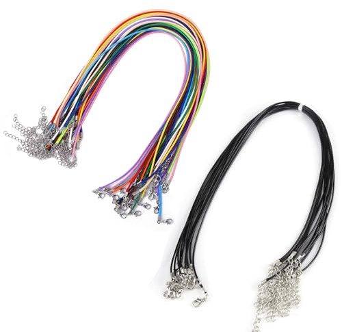Cordoncini per Collana Cordino in Cera per Collane, 30 Pezzi Cordoncino per Collane per Collane Catene Intrecciate con Catenacci per Fai da Te Creazione Braccialetti, Perline, Accessori, Gioielli