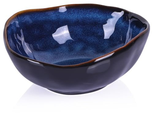 Cuenco decorativo de cerámica azul de 6 pulgadas, cuenco de frutas de cerámica, cuenco para llaves para mesa de entrada, platos de dulces, cuenco de frutas para encimera de cocina, plato pequeño azul