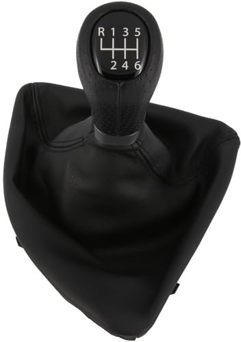 Recambo Schaltknauf + Schaltsack Set 6 Gang passend für BMW 1er, E82 E88, 2006-2013, Plug & Play, Auto Schalthebel Schaltmanschette, mit Rahmen, schwarz