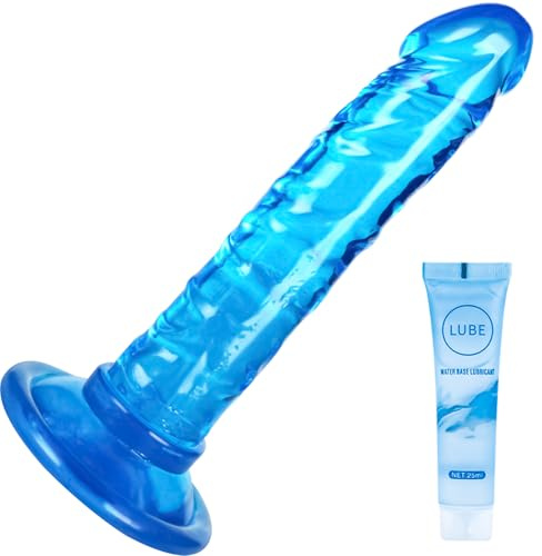 Realistic 5.7 Inch Suction Cup Dildo Hands Free Games for Beginners Small Thrusting Reaslitic Dildo for Women Penis Sex Toy Anal for Male and Women Small Suction Adult Sex Toys (Blue)