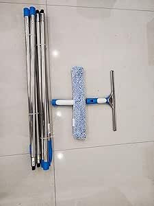 Mitclear Lavavetri Professionale con Manico Lungo(465cm), Tergivetro in Silicone e Lavavetri in Microfibra, Kit per la Pulizia dei Vetri per Bagno, Doccia, Auto, Vetro, Finestre Alta, Pannello Solare