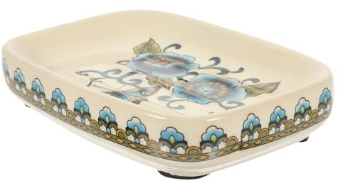 SWOOMEY Jabonera de Cerámica Vintage para Baño y Cocina Diseño Adorable con Drenaje Plato Decorativo para Jabón y Esponjas para Pequeños y Práctica Hogar y Oficina