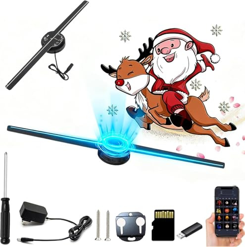 My Holo Screen, Myholoscreen 3D Hologram Fan Projector, Christmas Tree Hologram Fan Projector With Wifi,Bluetooth, App, Christmas Halloween Picture Spinner