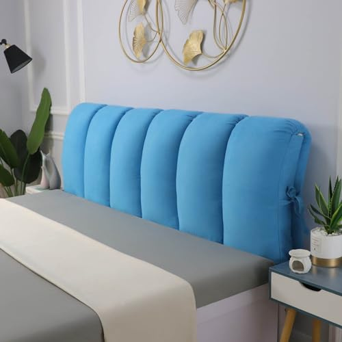 Fodera imbottita per testiera letto in metallo, per letto matrimoniale, supporto per la schiena, in tessuto morbido, blu, 150 x 60 cm, protezione elegante e confortevole