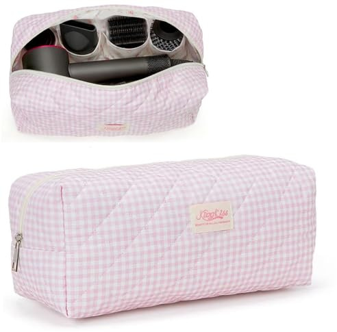 Borsa da Viaggio Compatibile con Dyson Airwrap, Custodia per Asciugacapelli Dyson e Accessori, Trousse da Viaggio Organizer per Strumenti per Styling Capelli Shark Flexstyle (Plaid rosa)