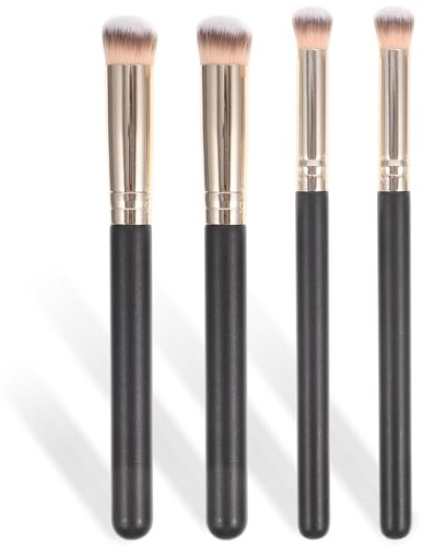 Ciieeo 4 Pinceles Correctores para Ojos Cabezal Inclinado de Alta Densidad, Mango de Madera, Brochas Planas para Maquillaje Facial y Polvos, Kit Versátil para Uso Profesional y Diario