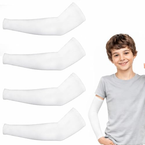 Ouligay 2 Pairs Uv Sun Protection Arm Sleeves For Kids, Kids Cooling Arm Sleeves Upf 50 Uv Compression Sleeve For Youth Boys Girls Sports Baseball Football Volleyball