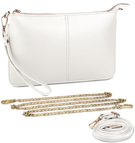 Kememo Crossbody Wristlet Bag, Pu Leather Small Crossbody Bags for Women Clutch Bag Phone Bag Purses Wallet with Strap Chain for Wedding Evening Party