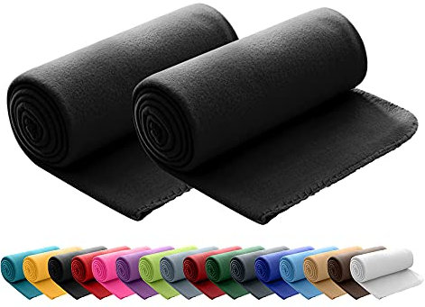 wometo 2er Set Polar Fleecedecke oekoTex 130x160 ca. 400g mit Anti-Pilling und Kettelrand schwarz