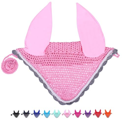 netproshop Knallige Fliegenohren, Fliegenhaube für Schutz vor Fliegen Shetty bis XL Full, Groesse:Pony, Farbe:Rosa