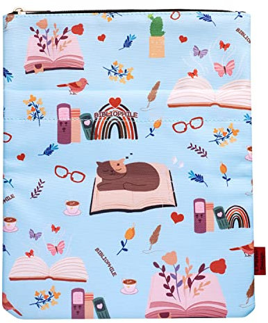 LParkin Buchhülle, Buchschutz für Bibliophile, Taschenbuchhüllen, waschbarer Stoff, Reißverschluss, Größe M, 27,9 x 22,6 cm