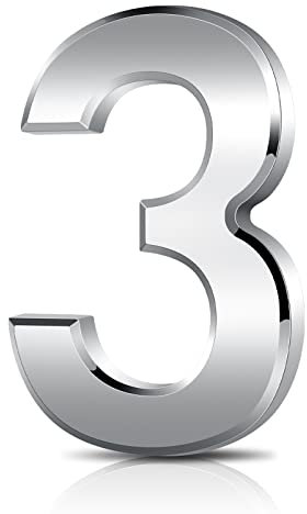 Vicloon Door Numbers, 3 Inches 3D Mailbox Numbers Waterproof, Address Numbers Self Adhesive House Numbers Street Number Stickers for House Mailbox Apartment Hotel Courtyard Cafe Silver(3)