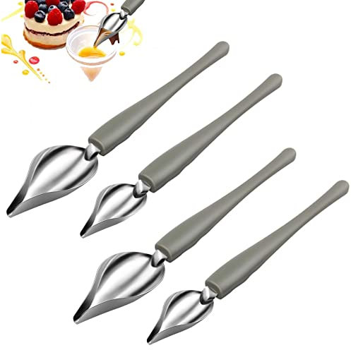 4 Pcs Stainless Steel Drizzle Decorating Spoons Culinary Precision Drawing Spoons Culinary Precision Drawing Decorating Spoon for Decorating Plates Cake and Dessert