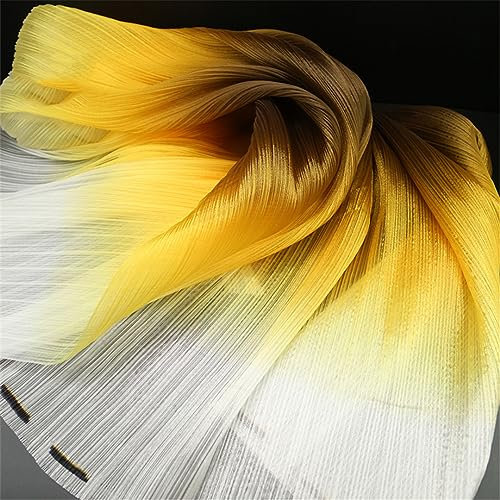 Farbverlauf-Plissee-Textur, Plissierter Netzstoff, DIY-Form, Handgefertigter Hochzeitskleid-Doration-Stoff Gradient Yellow Straightened 1 Meter