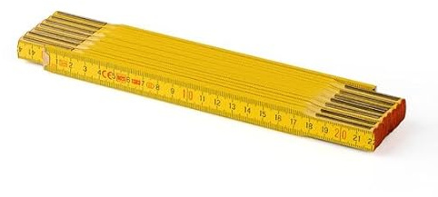 Metrie™ Profi 15 Mètre pliant jaune 3 m avec articulations en acier et ressorts trempés, double graduation, échelle de qualité supérieure en bois de hêtre de qualité supérieure, idéal pour les