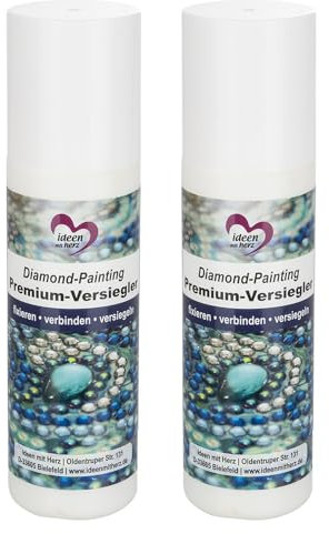 Ideen mit Herz Diamond-Painting Premium-Versiegler | Versieglung für glänzende Bilder | fixieren | verbinden | versiegeln | praktische Schwamm-Tube | Schutz-Schicht für Diamanten und Puzzle (200 ml)