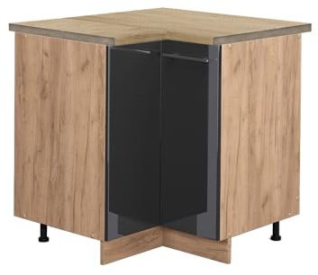 Vicco Mobile ad angolo cucina Fame-Line, Antracite lucido, 80.5 cm, PL Rovere, per la combinazione con altri moduli della serie Fame-Line