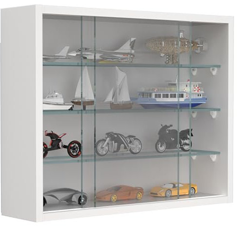 VCM Glasvitrine hängend | Vitrine Glas | Maße: H. 40 x B. 50 x T. 12 cm | Hängevitrine Glas | Modern und platzsparend | Glas Vitrinenschrank - Drivalo S