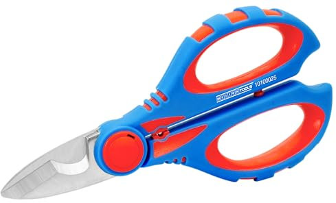 WEICON TOOLS Elektrikerschere XL, Elektriker Schere zum Schneiden, Abisolieren und Crimpen, mit Schutzhülle