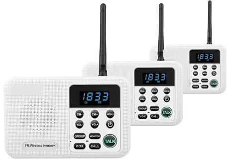 Citofoni senza fili di interfono domestico senza fili di un pezzo for gli uffici commerciali della casa Comunicazione intercom da stanza a stanza FM Portata 1 miglio 22 canali per casa