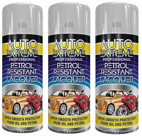Elito Home & Garden Auto Aerosol Spray Paint for Restore Metal Car Bike Primer Matt Gloss Satin Lacquer 400ml (3 x Clear Petrol Resistant Lacquer 400ml)