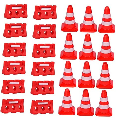 ibasenice Accessoires De Scène De Circulation pour Enfants 36 Mini-barrages Routiers Ensemble De Simulation De Barricades