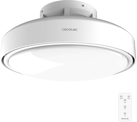 Cecotec Ventilateur de Plafond avec Lumière sans Pales Energysilence Lampaero 7500 Seabreeze. 15W, 6 Vitesses, Technologie Sans Pales, Télécommande, Minuteur, Lumière Réglable, Design Compact