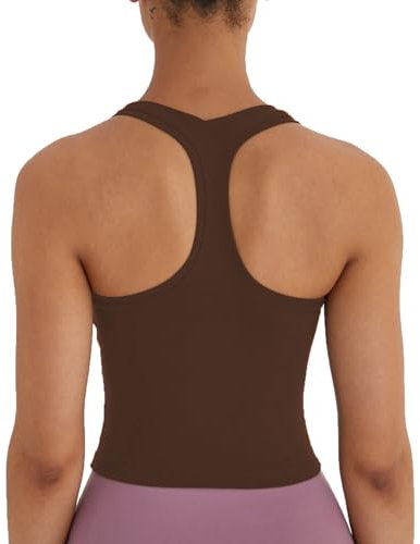 Débardeurs courts dos nageur pour femme, hauts d'entraînement pour la course à pied, le yoga actif, espresso, 42