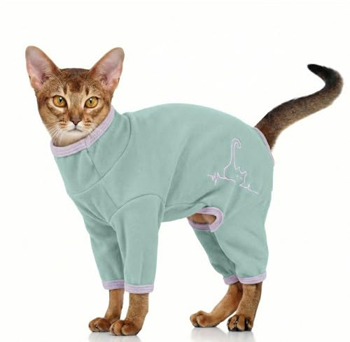 Katzenjacke, Katzen Rollkragenpullover Katzenbody mit Langen Beinen Ganzkörper Body Katze(Bohnen grün, M)