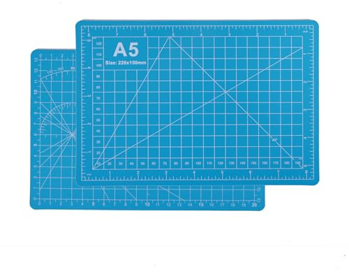 Tapis de découpe auto-cicatrisant A5, double face (22 x 15 cm), petit tapis de découpe, idéal pour le scrapbooking, le quilting, les travaux sur tissu, les projets de couture, 2 pièces