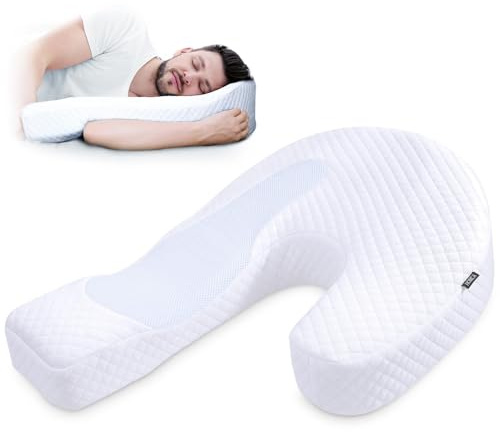 HOMCA Cuscino per Dormire Laterale, U-Forma Cuscino in Memory Foam Progettato per Dormienti Laterali, Cuscino per Chi Dorme sul Fianco, Anti-Mani, 70x50x17cm