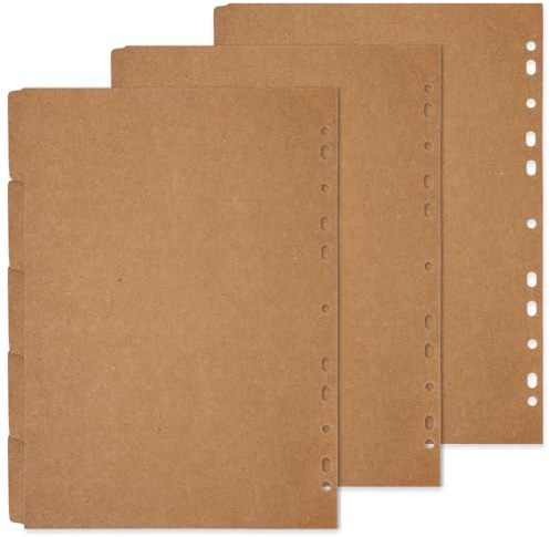 15 hojas, 3 carpetas de papel de estraza A4, separadores A4, carpeta de anillas, separadores para hojas sueltas, cuaderno, organizador personal de anillas