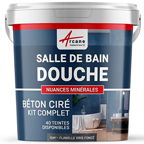 Kit für gewachsten Beton im Badezimmer: Wasserdichter Putz - NUANCES MINERALES Flanell Dunkelgrau - 10 m² (für 2 Schichten)