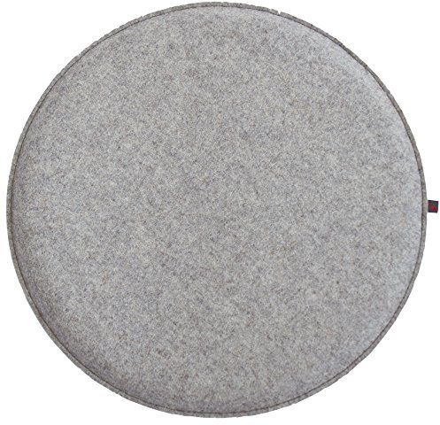 ebos Wollfilz Sitzkissen rund, Ø40 cm ✓ handgefertigt ✓ 100% Wollfilz ✓ | Hochwertiges Stuhlkissen, Sitzpolster mit Füllung | Filz-Kissen, Stuhl-Auflage (Hellgrau/Hellgrau)
