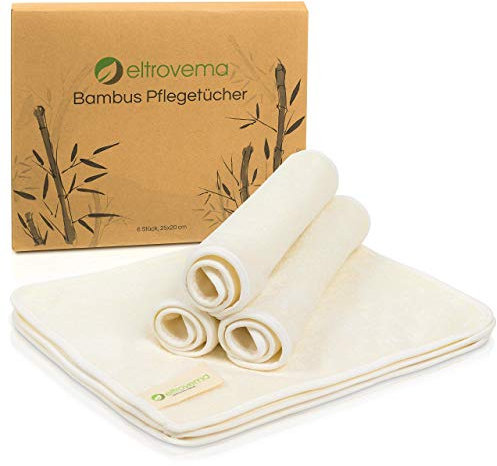 Bambus Pflegetücher, Reinigungstücher für die Haut, (6 Stück) - Seiftücher, Kosmetiktücher, hypoallergen, waschbar, Bambus Viskose