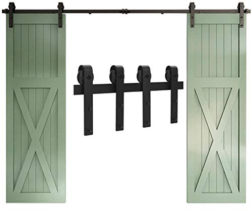 Wolfbird 244CM/8FT Schiebetür Beschlag Schiebetürsystem Gleitschiene Holzschiebetür Schiebetürbeschlag Set für Doppeltüren