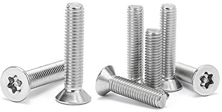 ANSIEDIO Torx Countersunk Screws Bolts with Column Stainless Steel Flat Head Hexagon Socket with Needle Anti-theft Screw, M6×20mm,10 pcs